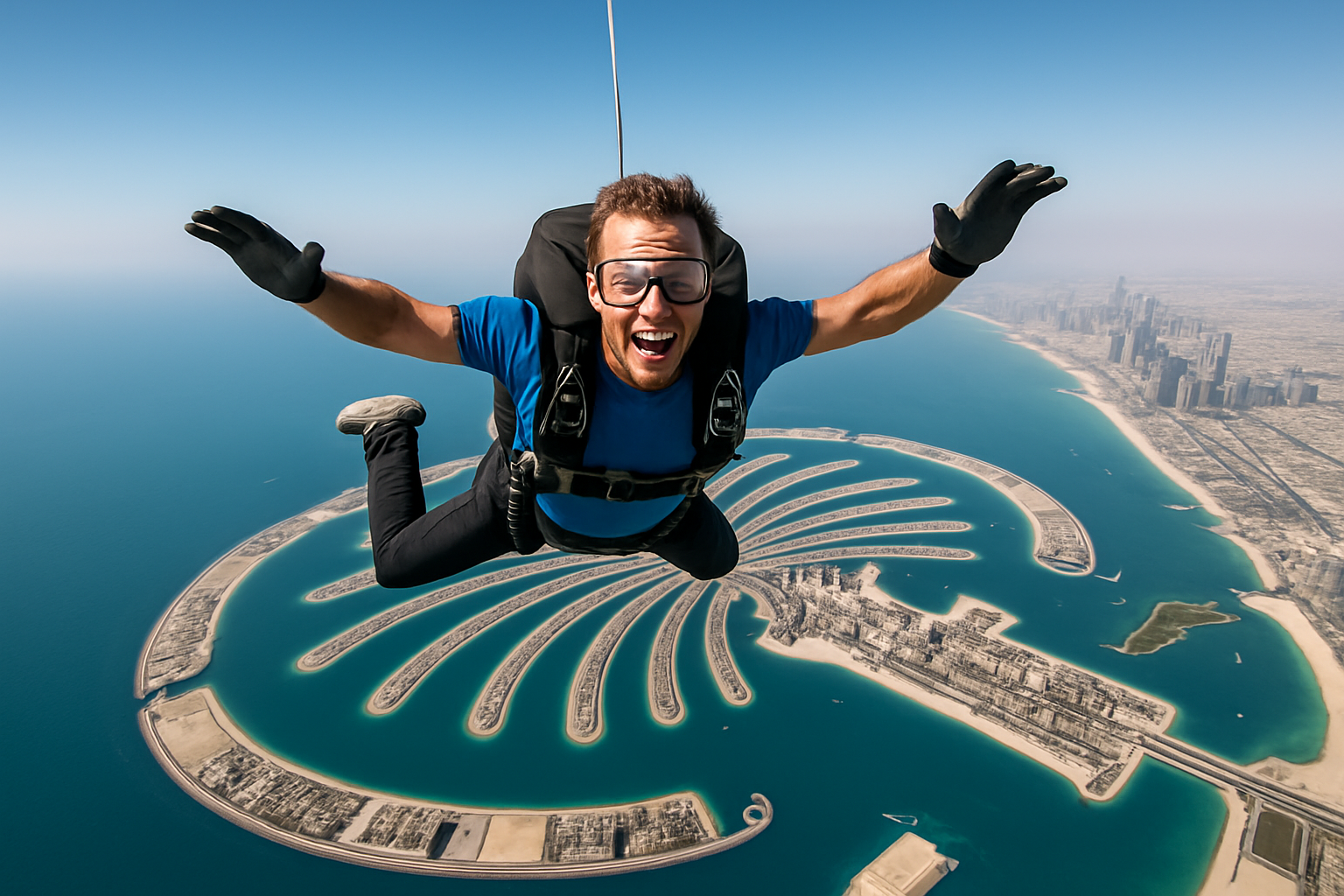 Skydiving over Dubai's iconic Palm Jumeirah